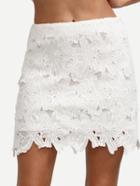 Shein White Sexy Crochet Mini Skirt