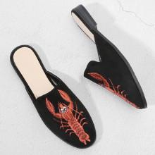 Shein Shrimp Embroidery Flat Mules