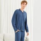 Shein Men Pocket Patched Solid Shirt & Pants Pj Set