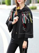 Shein Black Lapel Tassels Pockets Coat