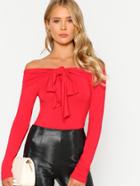 Shein Bow Tie Off Shoulder Tee