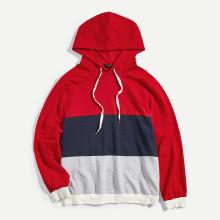 Shein Men Patchwork Hoodie Drawstring Top