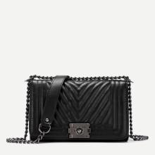 Shein Chevron Stitch Pu Chain Bag