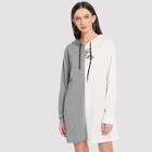 Shein Contrast Panel Cat Print Hooded Sweatshirt Dress