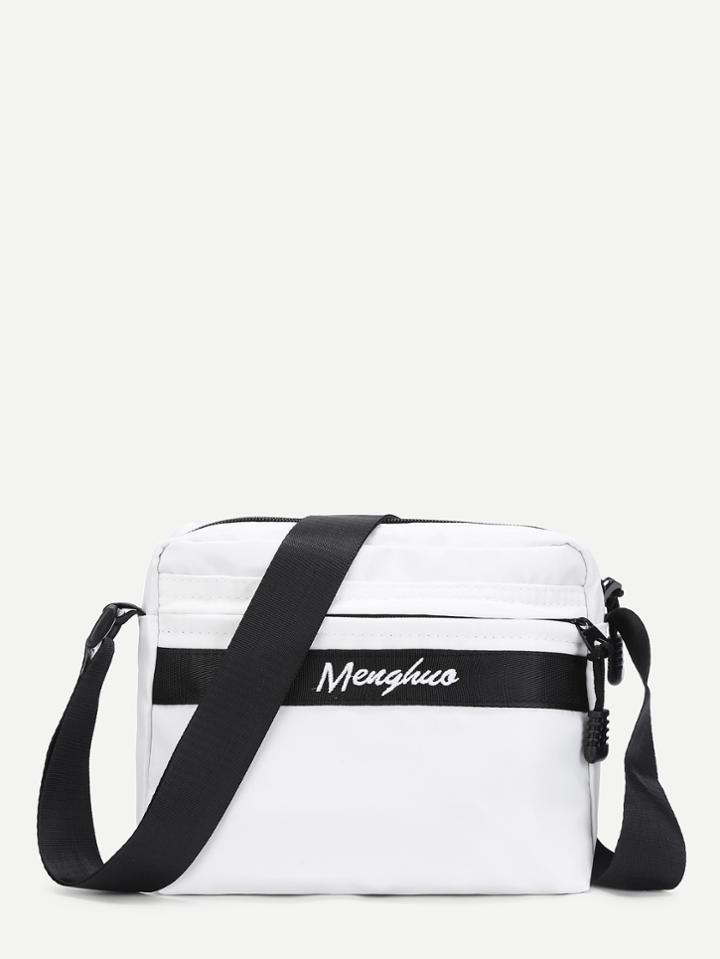 Shein Letter Embroidery Nylon Crossbody Bag