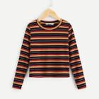 Shein Girls Ribbed Knit Striped Tee