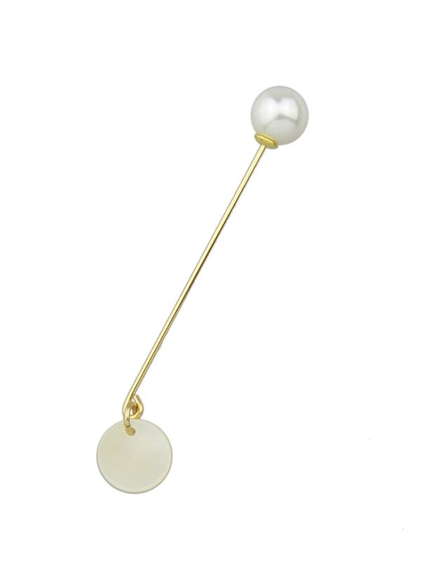 Shein Simple  Gold Color Circular Pearl Big Brooches Pins
