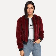 Shein Zipper Up Faux Fur Jacket
