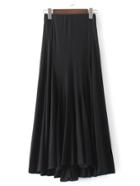Shein Black Elastic Waist High Low Pleated Skirt