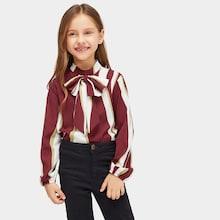 Shein Girls Color-block Tied Blouse
