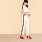 Shein Plus Stripe Side Crop Top & Pants Set