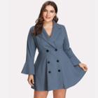 Shein Plus Flare Sleeve Double Breasted Coat