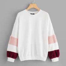 Shein Color Block Fleece Sleeve Sweatshirt