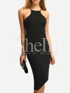 Shein Black Cut Away Irregular Dress