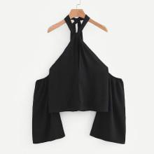 Shein Solid Tie Detail Halter Top
