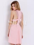 Shein Pink Modest Sleeveless With Lace Dress