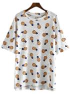 Shein Yellow Short Sleeve Bulb Printing Casual T-shirt