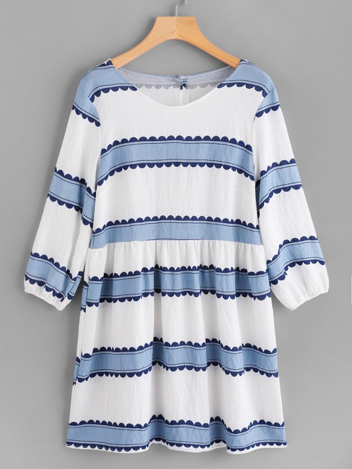 Shein Contrast Wide Striped Babydoll Dress