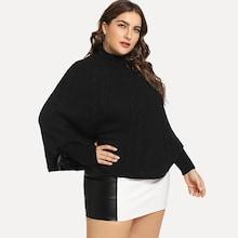 Shein Plus Mock-neck Cable Knit Batwing Jumper