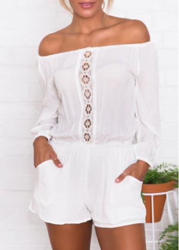 Rosewe Off The Shoulder Elastic Waist Straight Romper