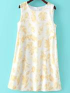 Shein Yellow Flower Print Shift Dress