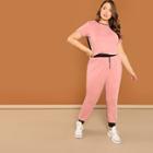 Shein Plus Cut And Sew Top And Drawstring Waist Pants Set