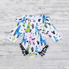 Shein Toddler Girls Cartoon Print Pom Pom Trim Jumpsuit