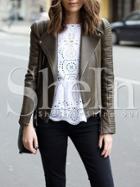 Shein Army Long Sleeve Zipper Jacket