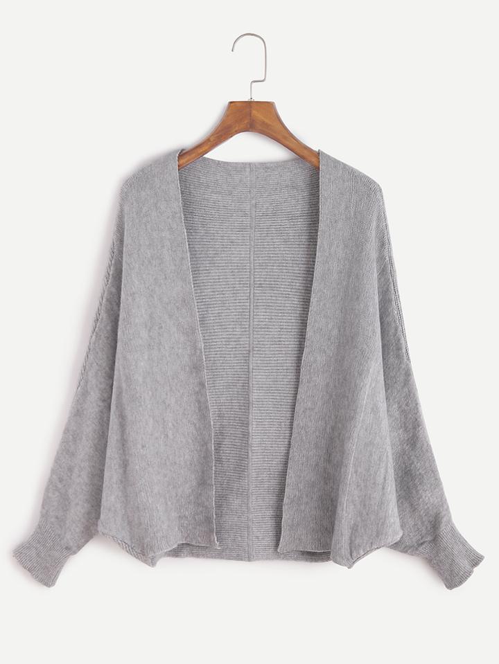 Shein Pale Grey Open Front Dolman Sleeve Cardigan