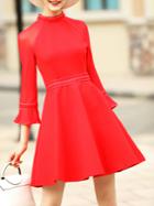 Shein Red Bell Sleeve A-line Dress