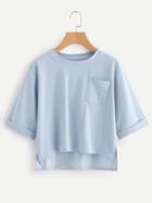 Shein Roll Sleeve Slit Side High Low Tee