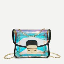 Shein Iridescent Clear Chain Bag
