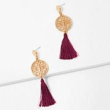 Shein Laser Cut Circle & Fringe Earrings