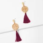 Shein Laser Cut Circle & Fringe Earrings