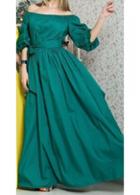 Rosewe Green Half Sleeve Plus Size Maxi Dress