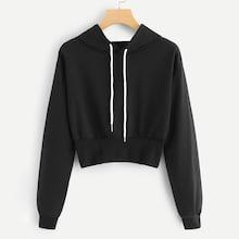 Shein Solid Drawstring Hoodie