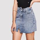 Shein Frayed Hem Asymmetrical Denim Skirts