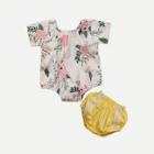Shein Girls Floral Print Top With Shorts