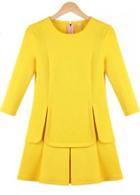 Rosewe Clear Yellow Long Sleeve Skater Dress For Girls