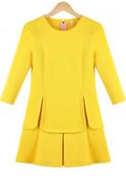 Rosewe Clear Yellow Long Sleeve Skater Dress For Girls