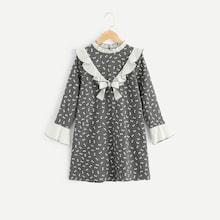 Shein Girls Frilled Neckline Trapeze Dress