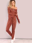 Shein Eyelet Lace Up Drawstring Waist Jumpsuit Sienna
