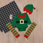 Shein Toddler Girls Christmas Print Jumpsuit & Hat & Sock