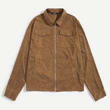 Shein Men Flap Pocket Front Suede Jacket