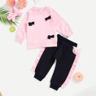 Shein Toddler Girls Bow Detail Sweatshirt & Pants & Headband