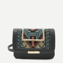 Shein Stitch Trim Detail Embroidery Crossbody Bag