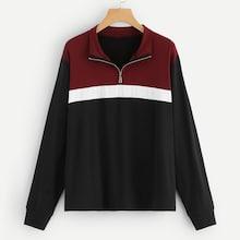 Shein Plus Color-block Half Placket Tee