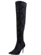 Shein Black Lace Knee High Heel Boots