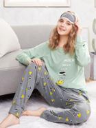 Shein Slogan Print Top & Pants & Eye Mask