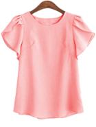 Shein Pink Ruffle Sleeve Cute Shirt